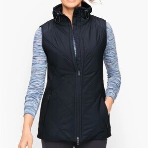 T by Talbots Navy Chevron Quilted Vest